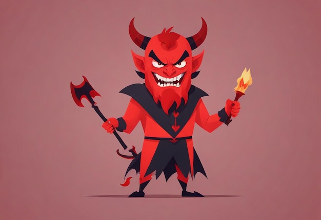 Photo a cartoon of a devil with a red mask holding a sword