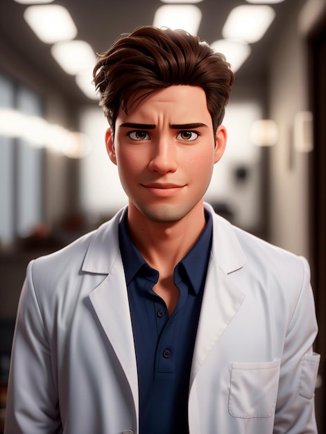 Cartoon of a Doctor wearing a lab coat