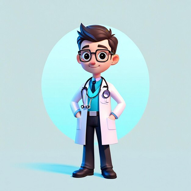 Photo a cartoon of a doctor with glasses and a lab coat