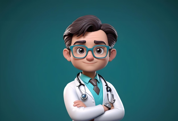 a cartoon of a doctor with glasses and a stethoscope on his chest