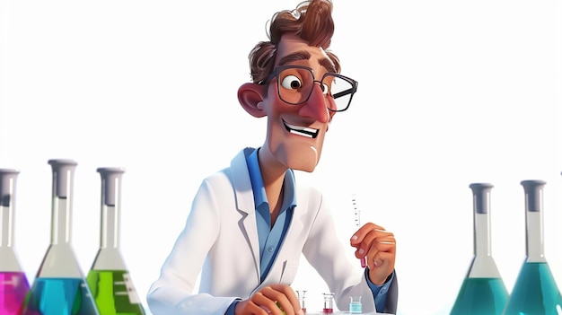 a cartoon of a doctor with glasses and a white lab coat