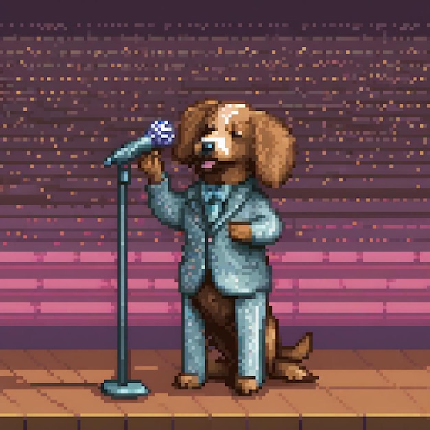 a cartoon of a dog singing into a microphone