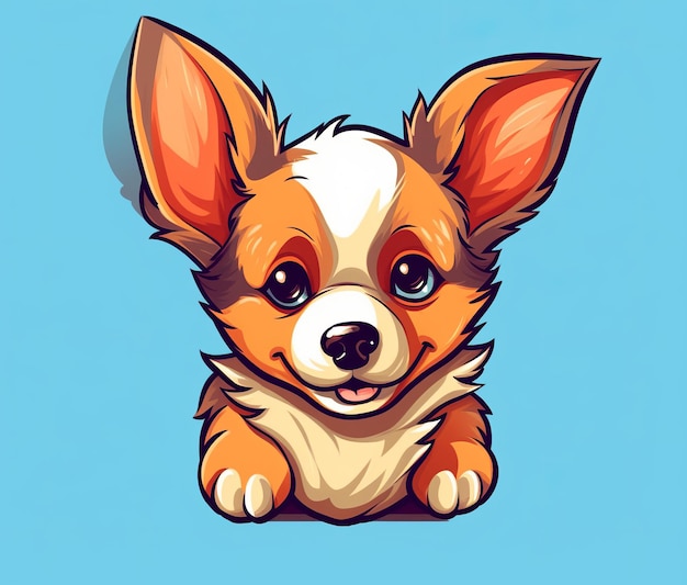 A cartoon of a dog with a blue background