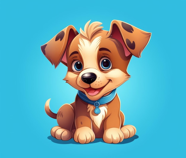 A cartoon dog with a blue collar and a blue collar that says'dog'on it