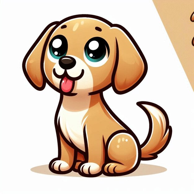 a cartoon dog with a picture of a dog with a blue eyes and a brown and white background