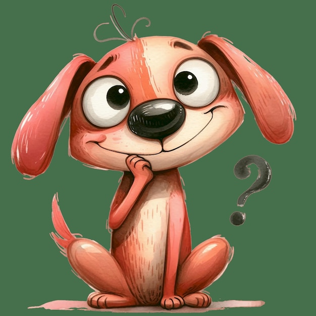 a cartoon dog with a question mark on his face