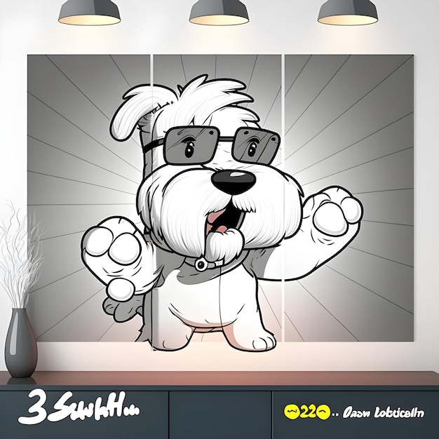 A cartoon of a dog with sunglasses and a shirt that says 3 - bit.