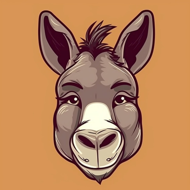 Photo cartoon donkey face 2d clipart design