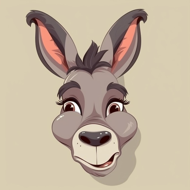 Photo cartoon donkey face 2d clipart design