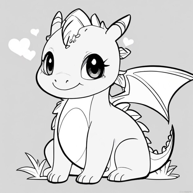 Photo a cartoon dragon with a heart on its head