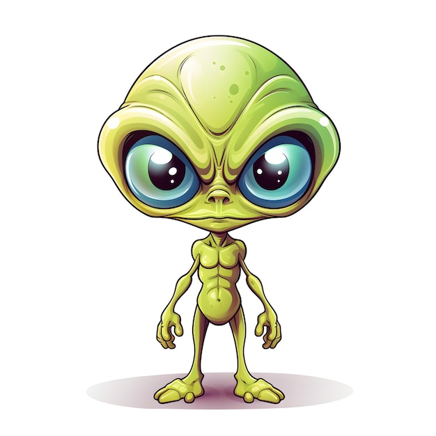 a cartoon drawing of a alien with a sad face