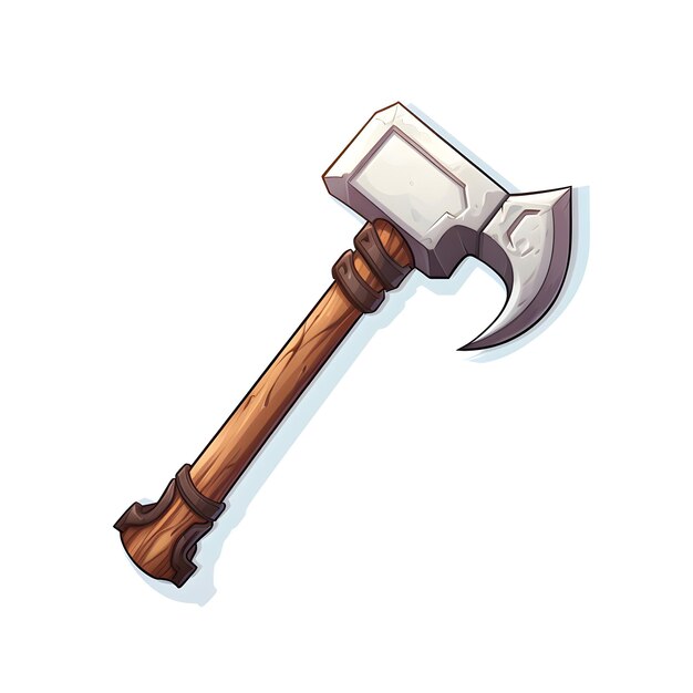 Photo a cartoon drawing of an axe with a wooden handle