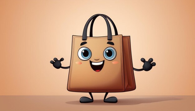 Photo a cartoon drawing of a bag with a happy face