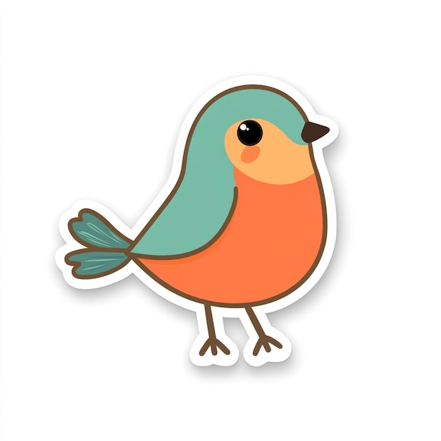 a cartoon drawing of a bird with a green beak and a blue bird on it