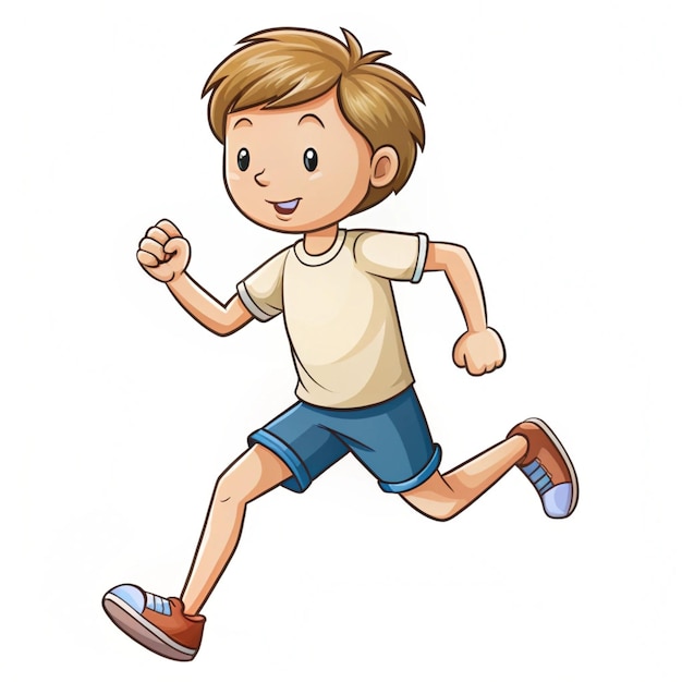 Photo a cartoon drawing of a boy running with a fist in the air