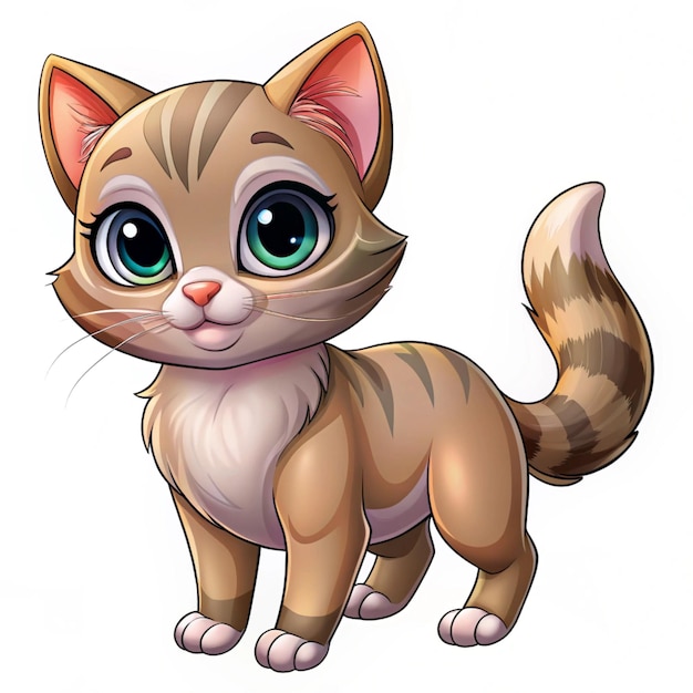 Photo a cartoon drawing of a cat with green eyes