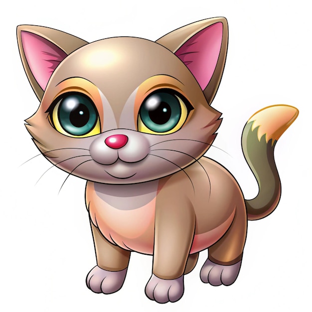 Photo a cartoon drawing of a cat with a pink nose and a yellow nose