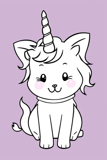 Photo a cartoon drawing of a cat with an unicorn on its head