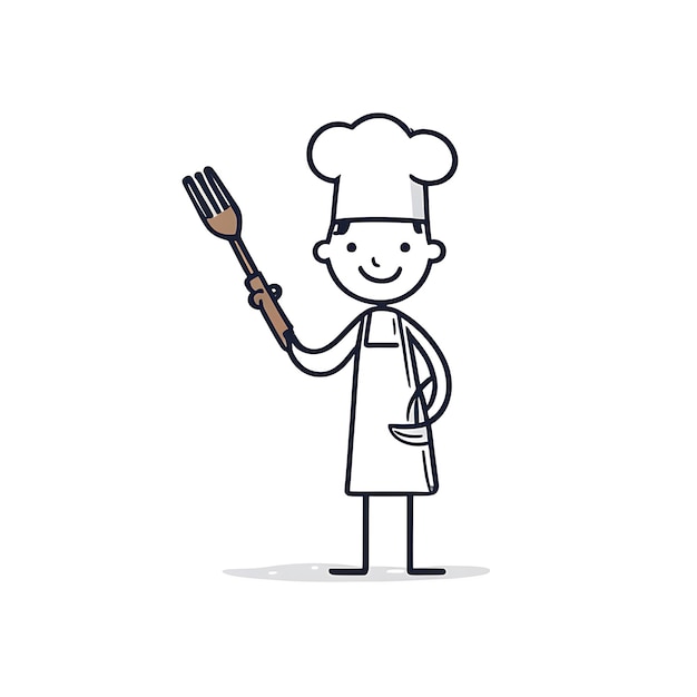 Photo a cartoon drawing of a chef holding a fork and a knife