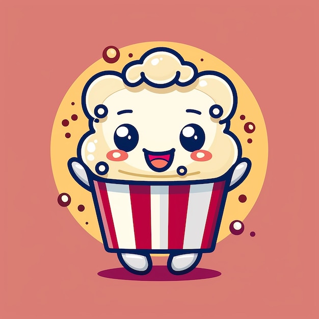 Photo a cartoon drawing of a cupcake with a cupcake in the middle