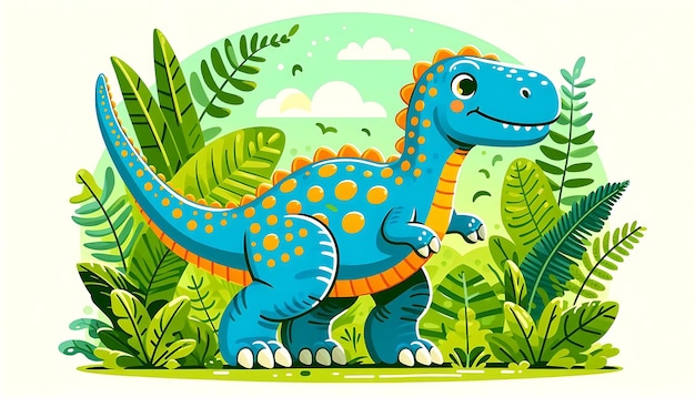 A Cartoon Drawing of a Cute Dinosaur