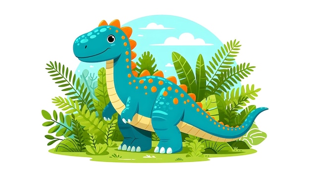 A Cartoon Drawing of a Cute Dinosaur