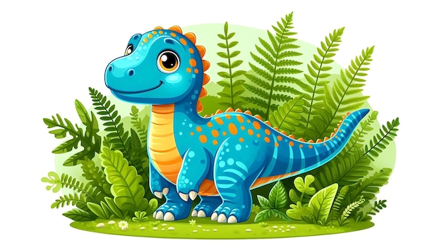 A Cartoon Drawing of a Cute Dinosaur