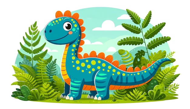 A Cartoon Drawing of a Cute Dinosaur