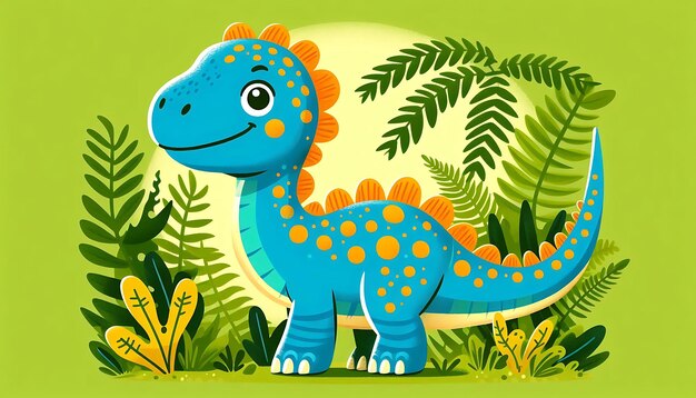 A Cartoon Drawing of a Cute Dinosaur