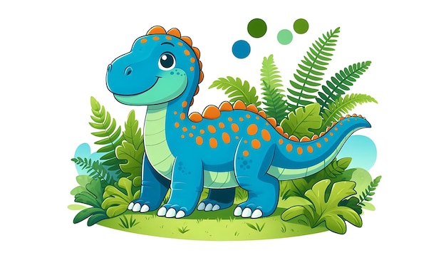 A Cartoon Drawing of a Cute Dinosaur