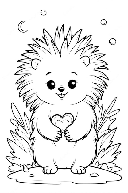 Photo a cartoon drawing of a cute little animal with a heart on its chest