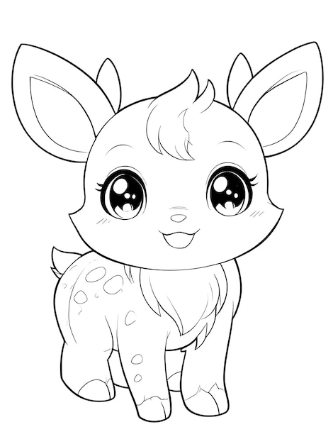 Photo a cartoon drawing of a deer with eyes and a white background