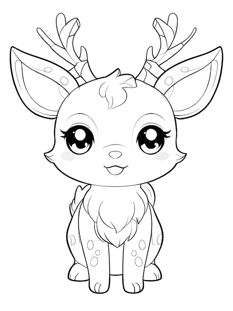 a cartoon drawing of a deer with horns on its head