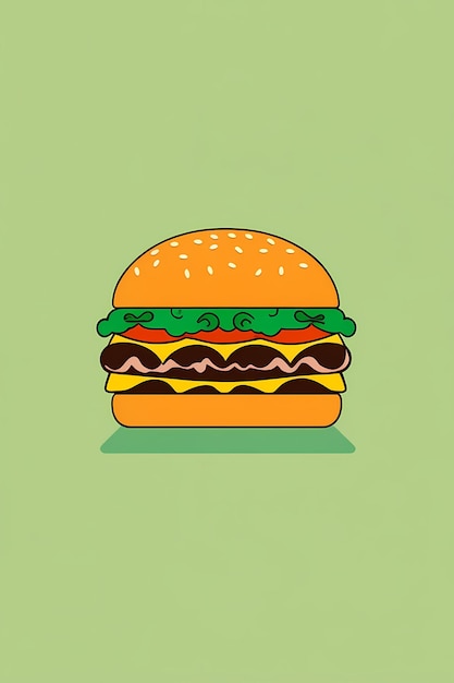 Photo a cartoon drawing of a double cheeseburger