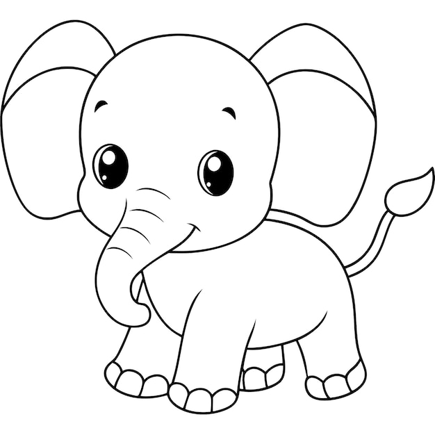 a cartoon drawing of an elephant with a long trunk