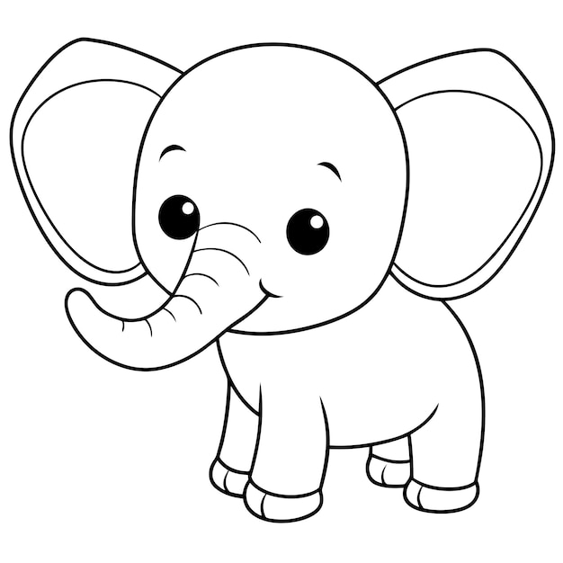 a cartoon drawing of an elephant with a long trunk