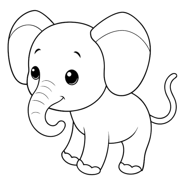 a cartoon drawing of an elephant with a long trunk