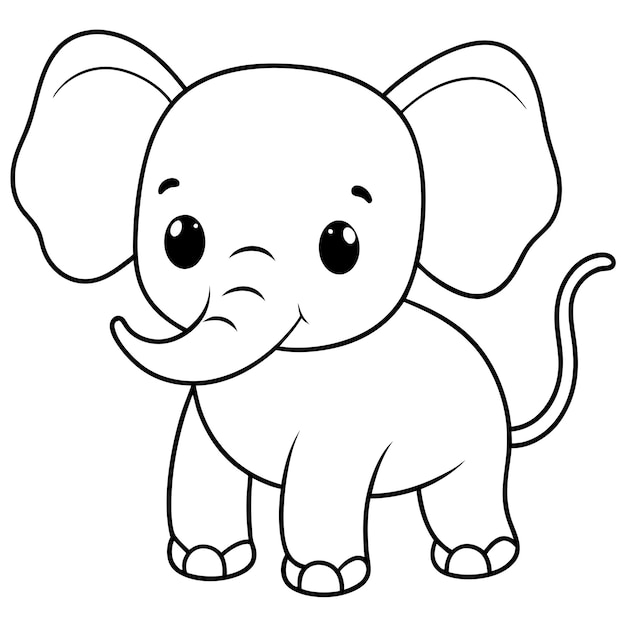 a cartoon drawing of an elephant with a long trunk