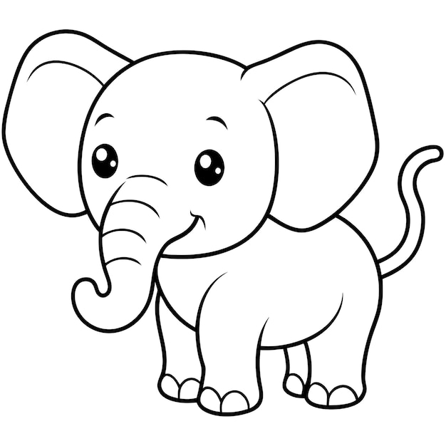 a cartoon drawing of an elephant with a long trunk