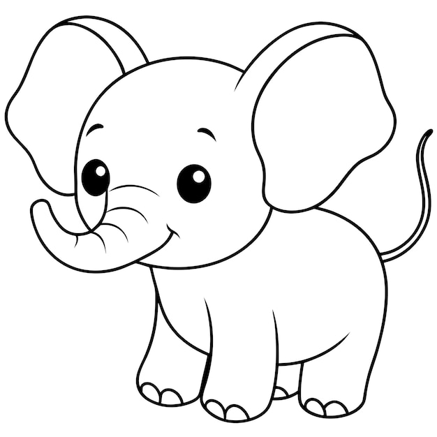 a cartoon drawing of an elephant with a long trunk