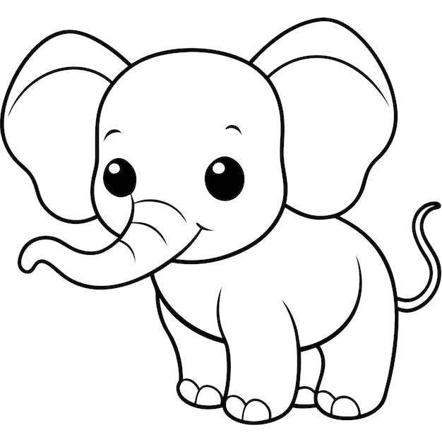 a cartoon drawing of an elephant with a long trunk