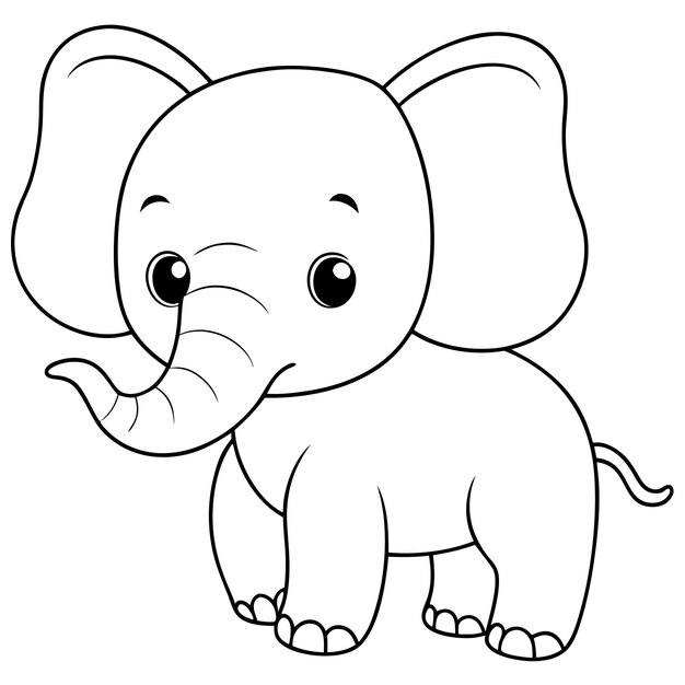 a cartoon drawing of an elephant with a long trunk