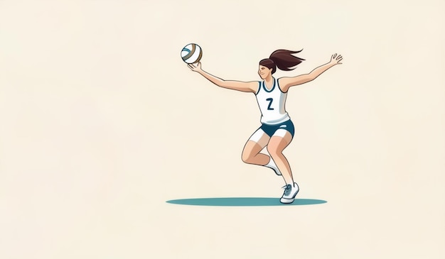 Photo a cartoon drawing of a female athlete with a number 2 on her shirt