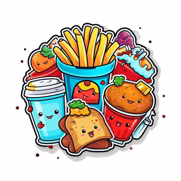 a cartoon drawing of a food with a cartoon character on it