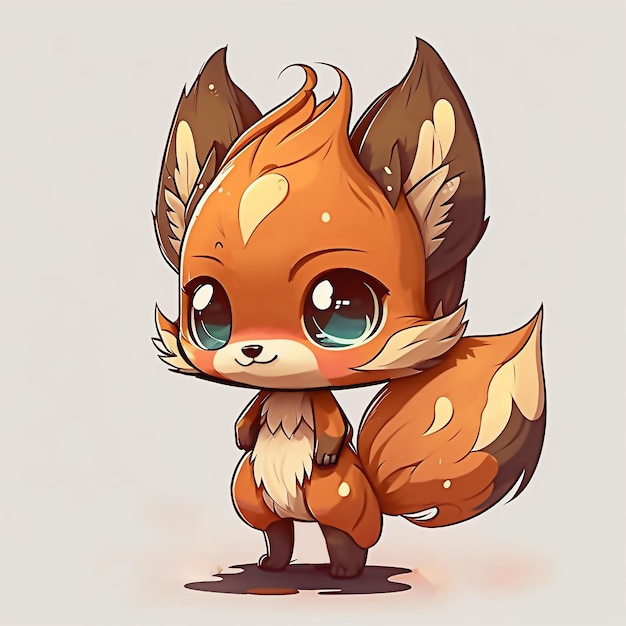 A cartoon drawing of a fox with big eyes and a tail that says " fox ".