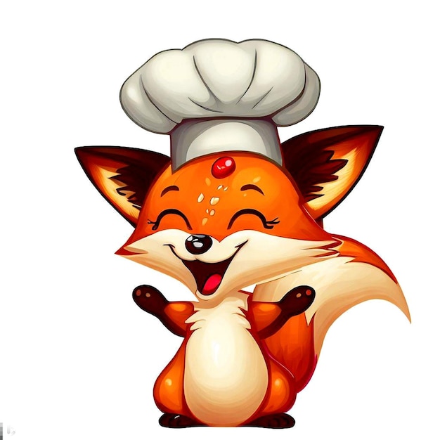 Photo a cartoon drawing of a fox with a chef hat on it