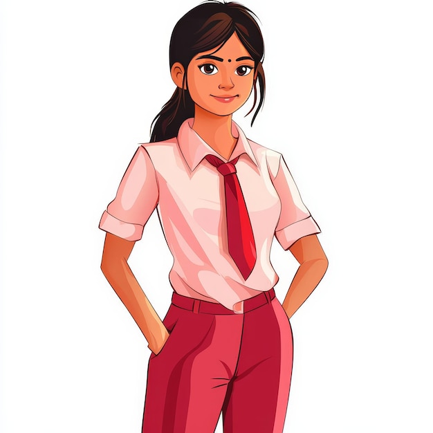 A cartoon drawing of a girl with a shirt that says quot she is a girl quot