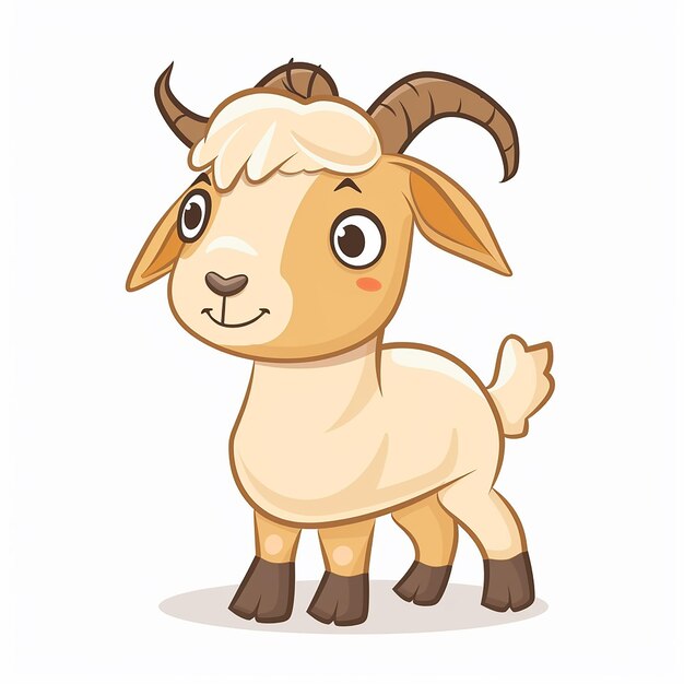 a cartoon drawing of a goat with a brown face and a brown face