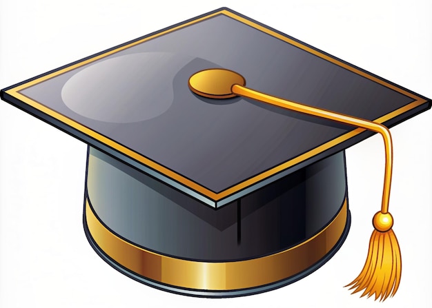 a cartoon drawing of a graduation cap with a feather in the top