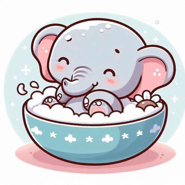 Photo a cartoon drawing of a hamster in a bowl of soapy water